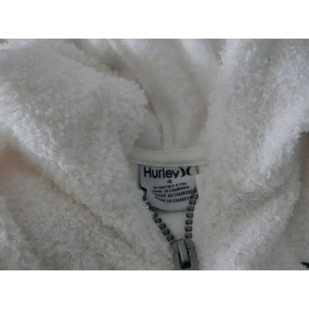 Hurley Girls’ Sherpa Zip Hoodie Jacket – KIDS Size 4 – White Fleece Hooded